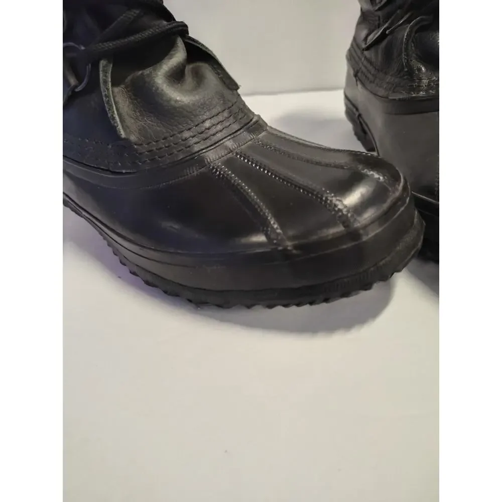 Sorel Manitou WMS SZ 9 Black Leather Snow Boots Insulated Liners Winter